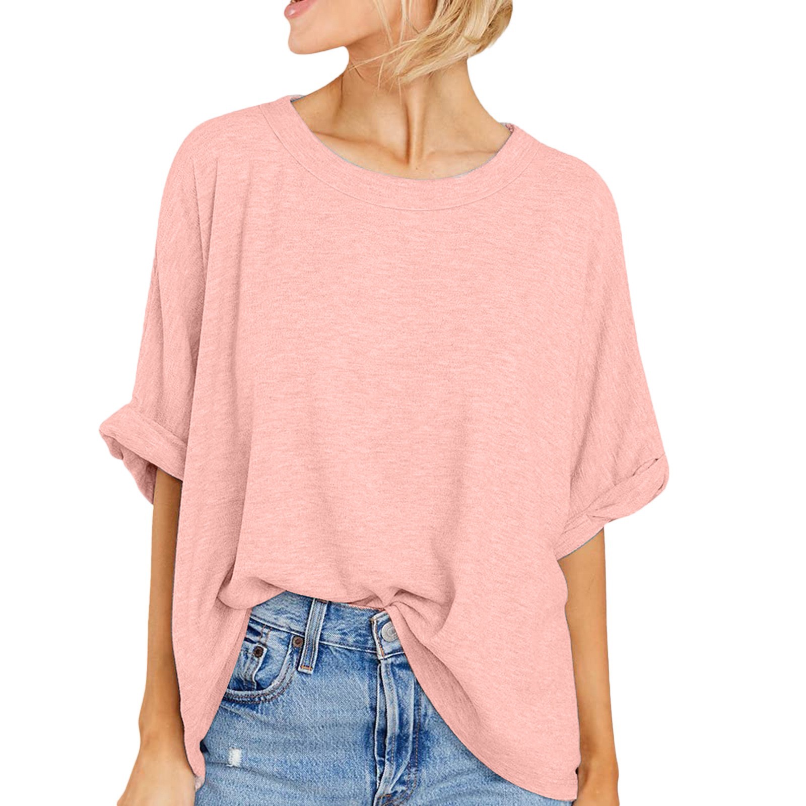 thumbnail image 2 of Camiseta informal holgada de manga corta para mujer: mezcla de algodón, diseño estampado, versátil para fiestas y uso diario (tallas S-XXL), 2 of 5